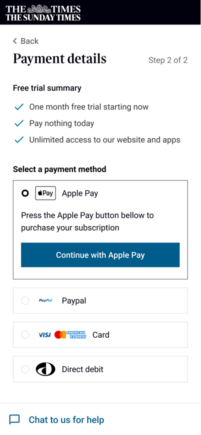 Fastest payment method pre-selected
